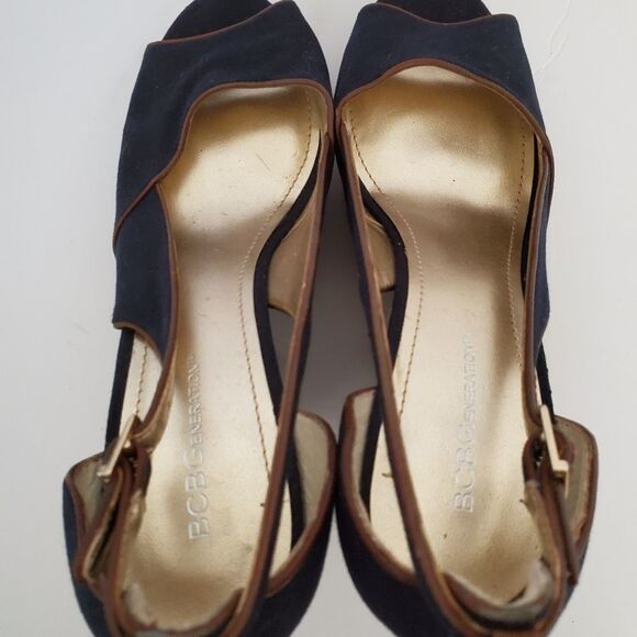 *BCBGeneration Denim Cork Platform Wedge Sz 8.5 - Picture 6 of 9